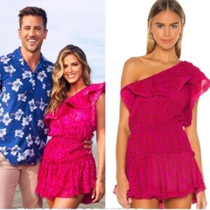 Misa Asymmetrical One Shoulder Pink Mini Dress